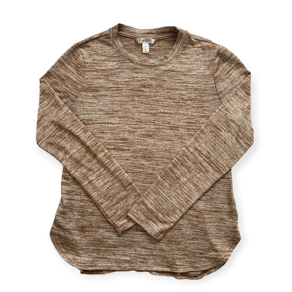 Banana Republic Luxespun Long Sleeve Top Brown Space Dye Medium